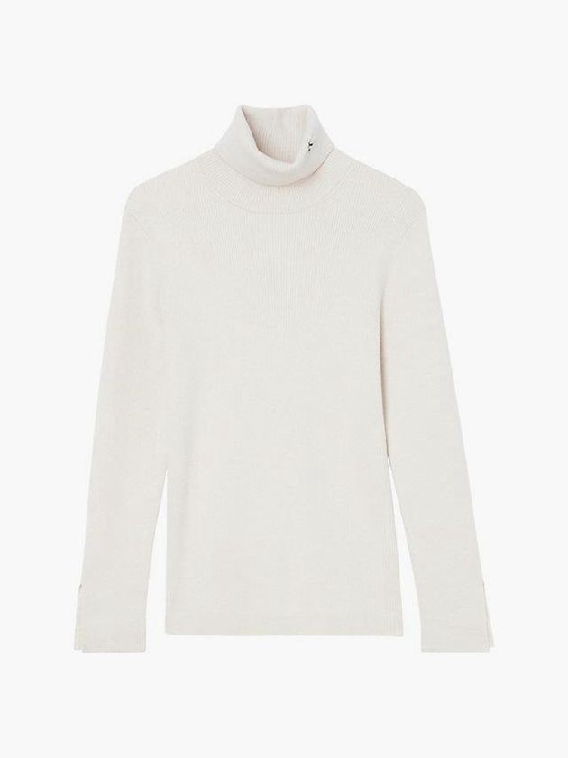 White Calvin Klein Slim Roll Neck Jumper Women Sweater | XRTD-57412