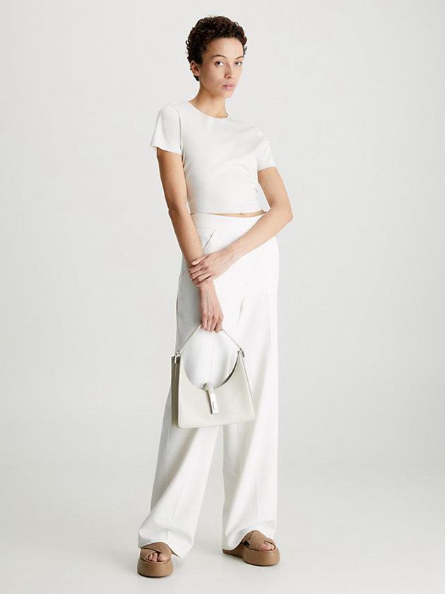 White Calvin Klein Slim Scuba Open Back Women Top | TSFD-05719
