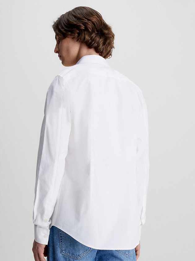 White Calvin Klein Slim Stretch Cotton Men Shirts | GIBJ-63045