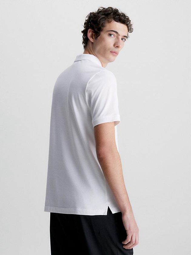 White Calvin Klein Slim Stretch Pique Men Polo Shirt | TZPB-06798