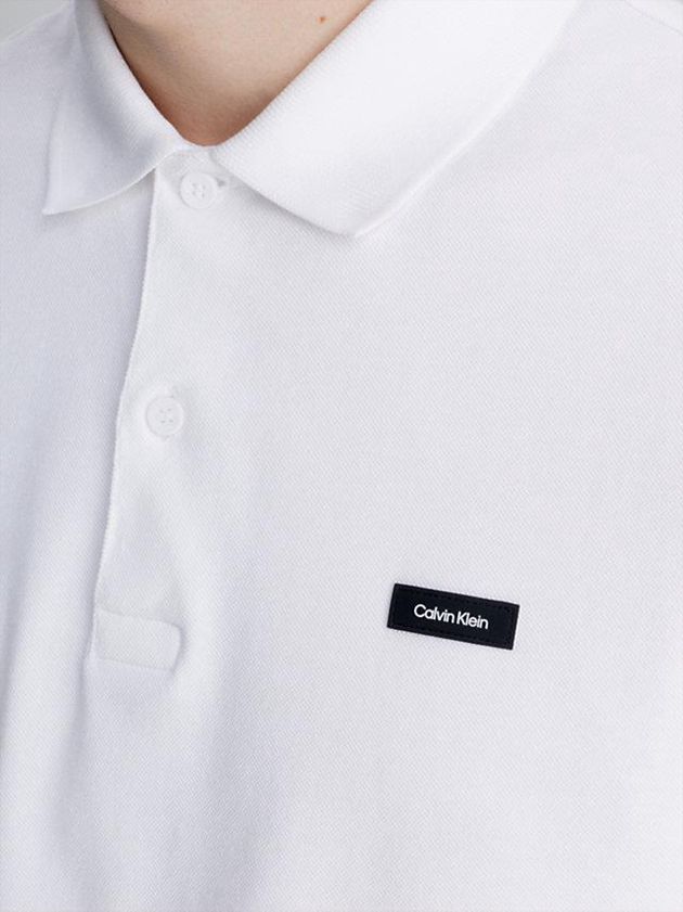 White Calvin Klein Slim Stretch Pique Men Polo Shirt | TZPB-06798