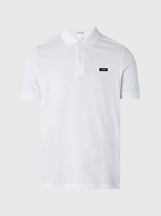 White Calvin Klein Slim Stretch Pique Men Polo Shirt | TZPB-06798