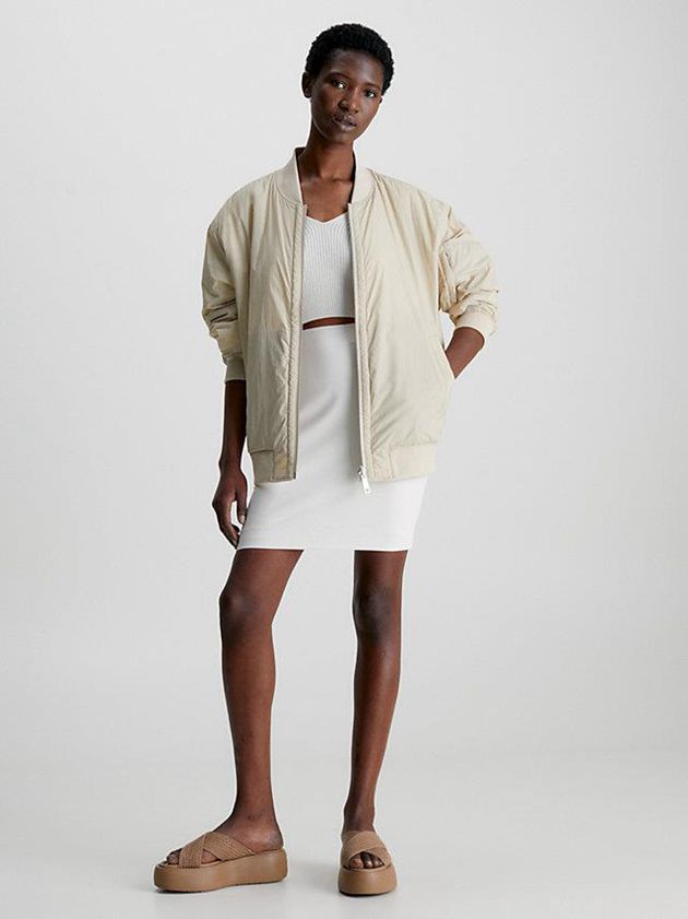 White Calvin Klein Straight Mini Women Skirt | EHSX-46958