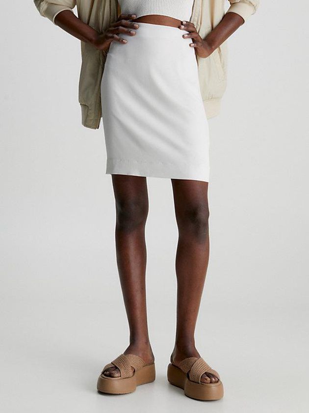 White Calvin Klein Straight Mini Women Skirt | EHSX-46958