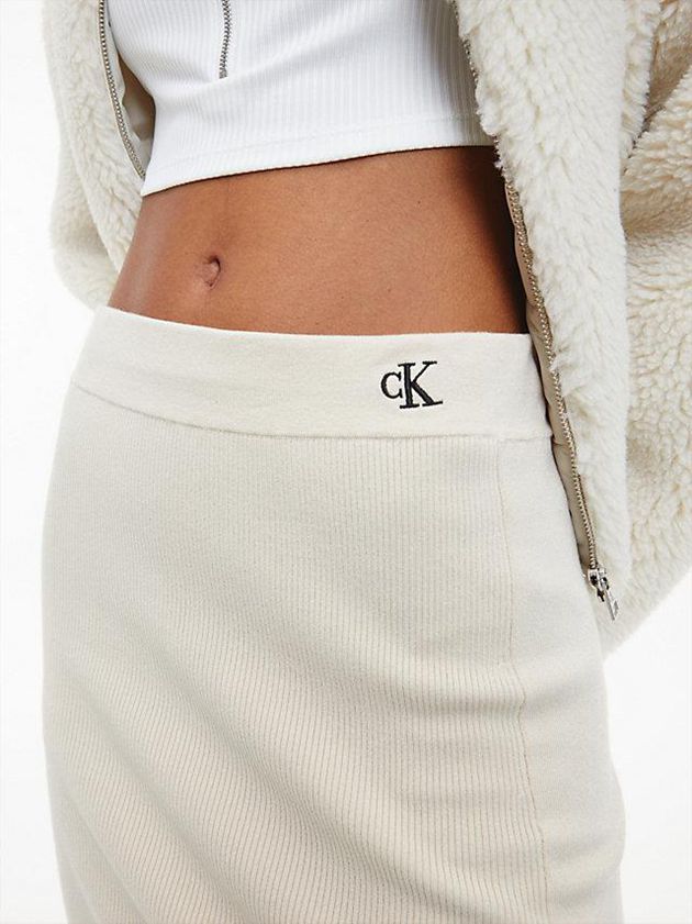 White Calvin Klein Stretch Knit Midi Women Skirt | GWTJ-86219