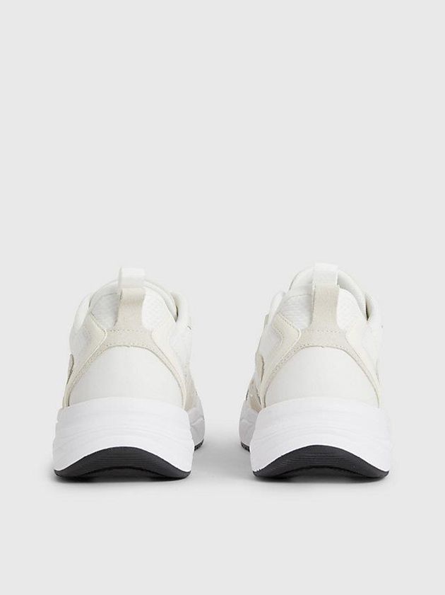 White Calvin Klein Suede And Mesh Men Sneakers | SVEY-95741