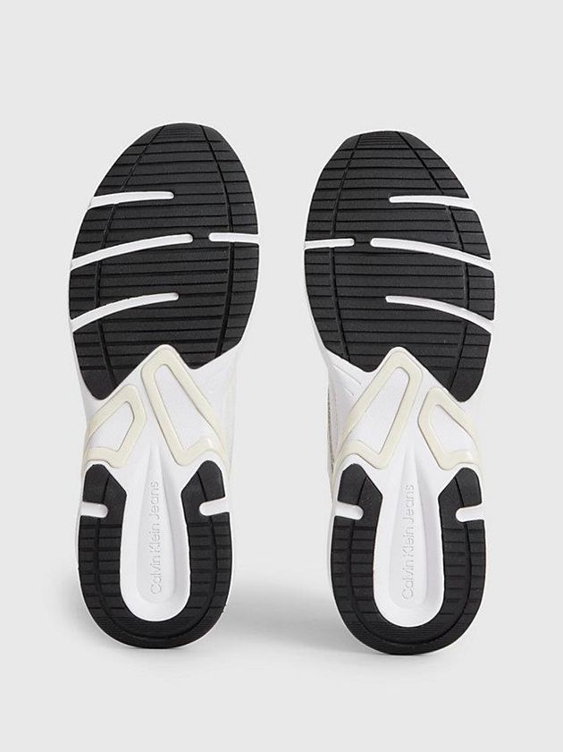 White Calvin Klein Suede And Mesh Men Sneakers | SVEY-95741