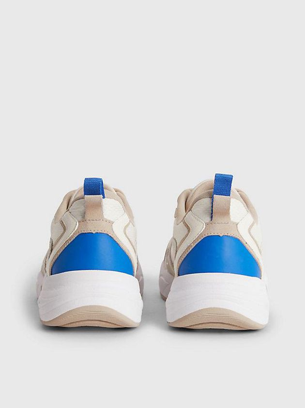 White Calvin Klein Suede And Mesh Men Sneakers | CPNM-80543