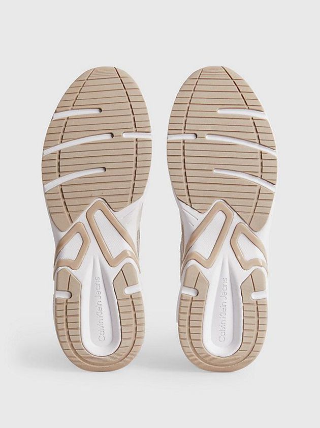 White Calvin Klein Suede And Mesh Men Sneakers | CPNM-80543