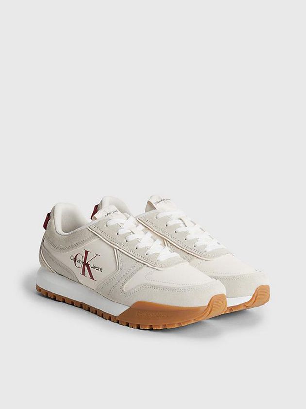White Calvin Klein Suede Men Sneakers | KHQV-64103