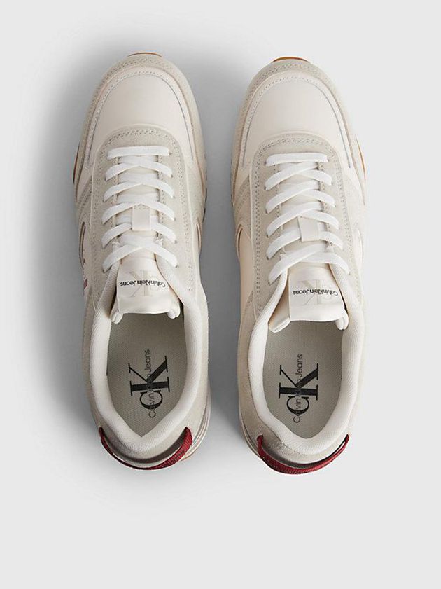 White Calvin Klein Suede Men Sneakers | KHQV-64103