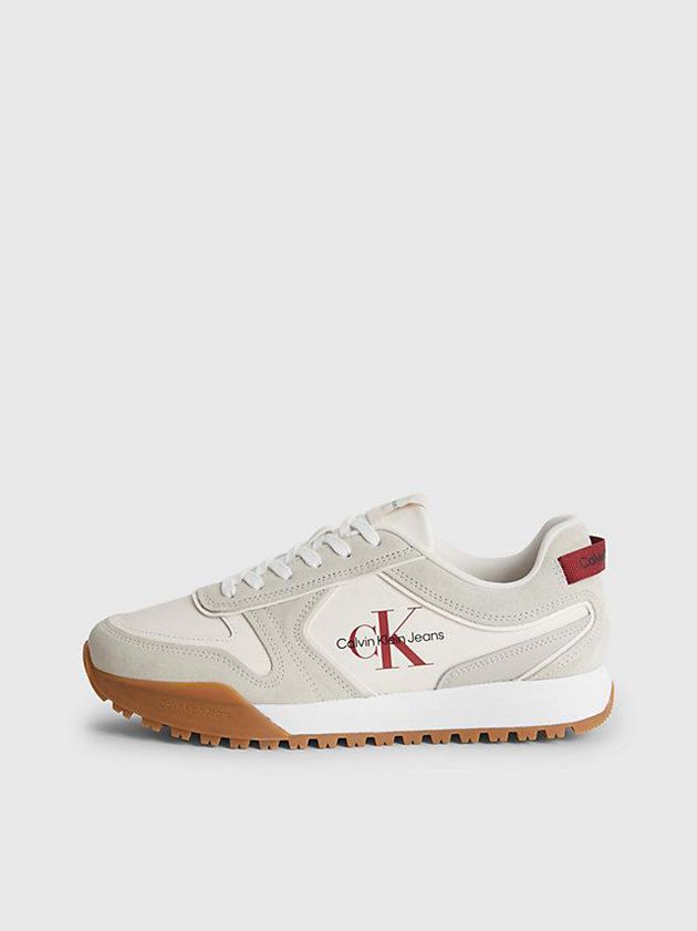 White Calvin Klein Suede Men Sneakers | KHQV-64103