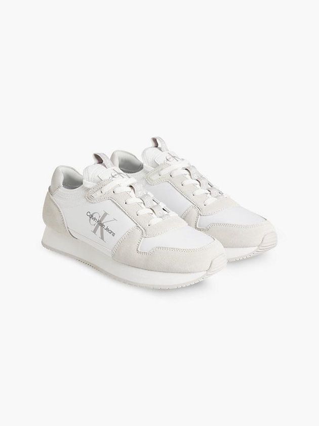 White Calvin Klein Suede Men Sneakers | PVQK-57208