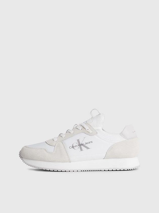 White Calvin Klein Suede Men Sneakers | PVQK-57208