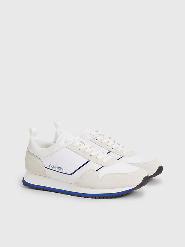 White Calvin Klein Suede Men Sneakers | SQPR-52431