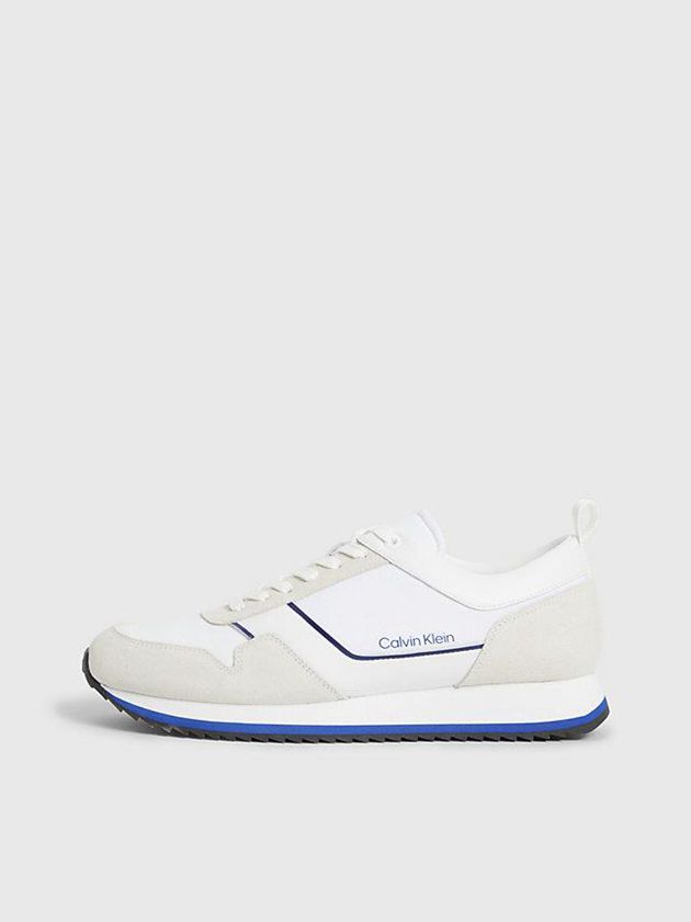 White Calvin Klein Suede Men Sneakers | SQPR-52431