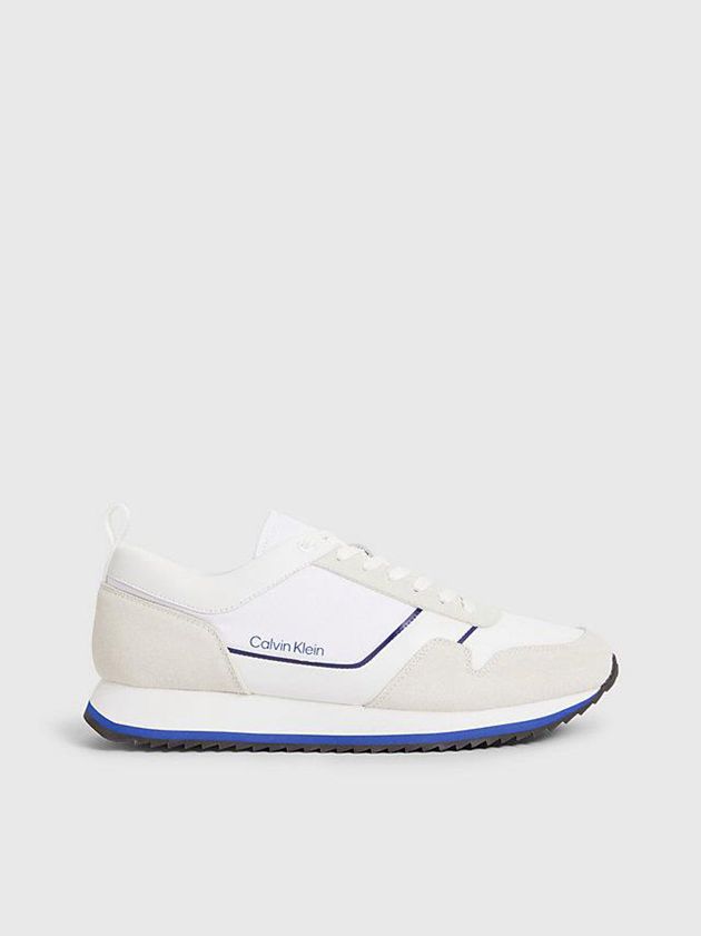 White Calvin Klein Suede Men Sneakers | SQPR-52431