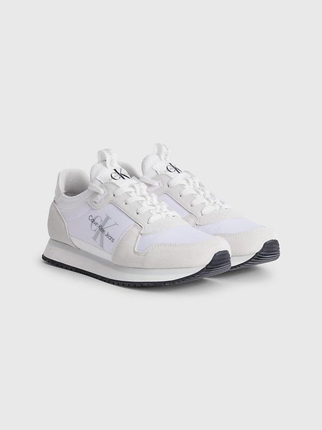 White Calvin Klein Suede Women Sneakers | NTUZ-72043