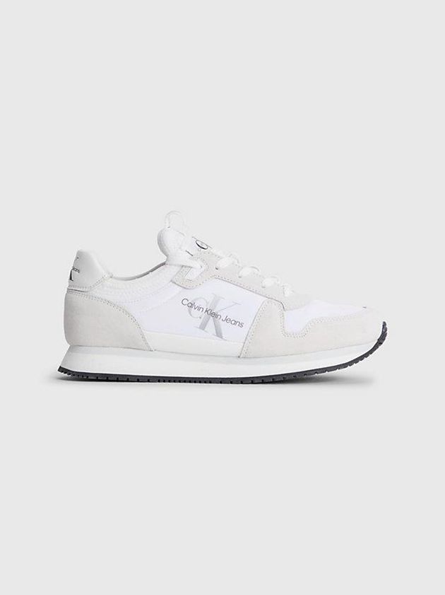 White Calvin Klein Suede Women Sneakers | NTUZ-72043