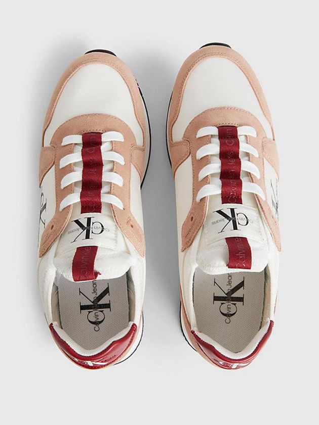 White Calvin Klein Suede Women Sneakers | GLSU-47398