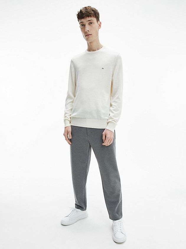 White Calvin Klein Superior Wool Jumper Men Sweater | CFYD-47560