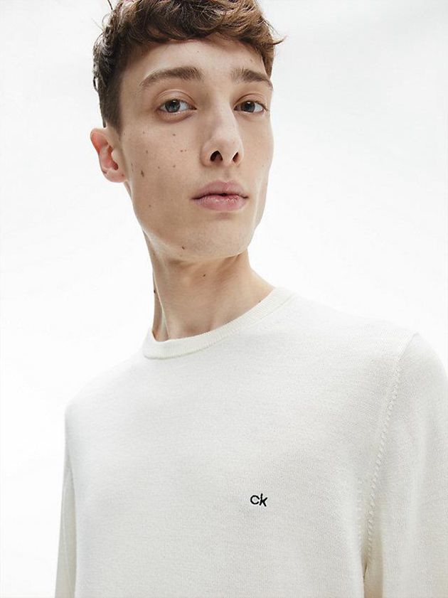 White Calvin Klein Superior Wool Jumper Men Sweater | CFYD-47560