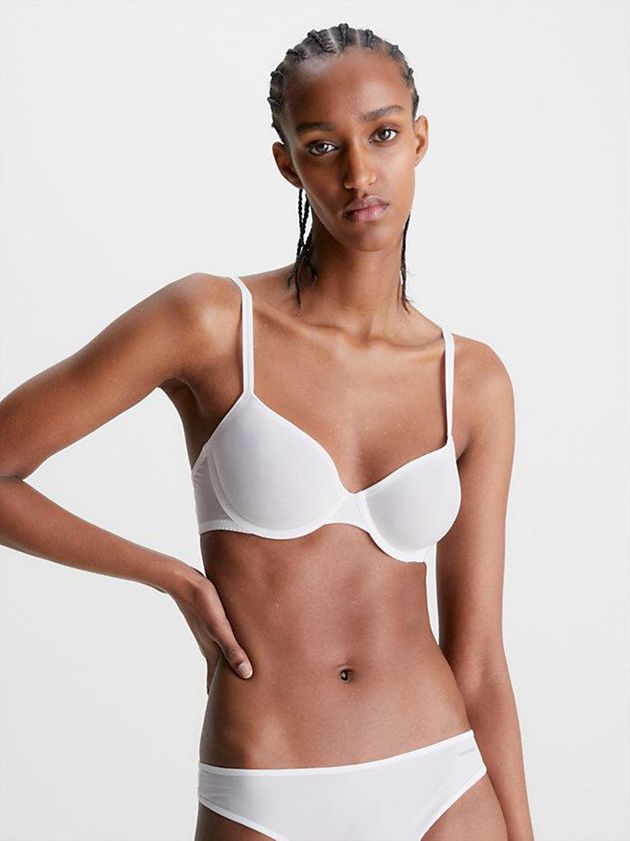 White Calvin Klein T-Shirt - Sheer Marquisette Women Bra | XGZC-81029