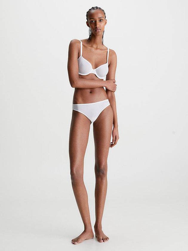 White Calvin Klein T-Shirt - Sheer Marquisette Women Bra | XGZC-81029