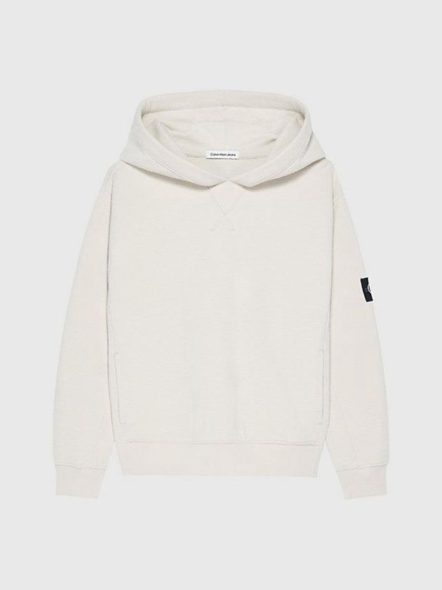 White Calvin Klein Textured Boys's Hoodie | NBFY-10298