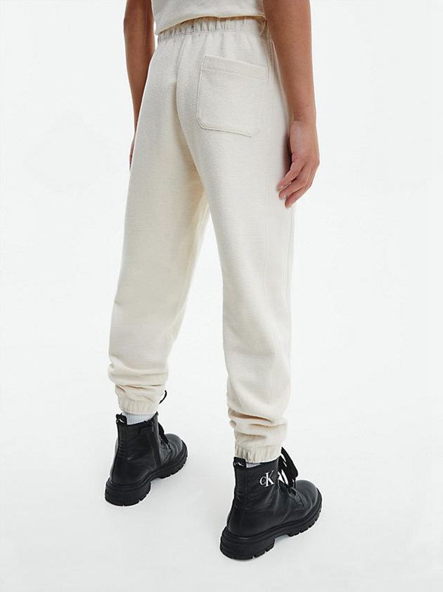 White Calvin Klein Textured Boys's Joggers | CUXL-30294