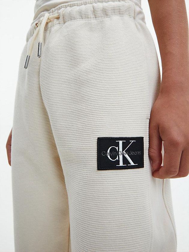 White Calvin Klein Textured Boys's Joggers | CUXL-30294