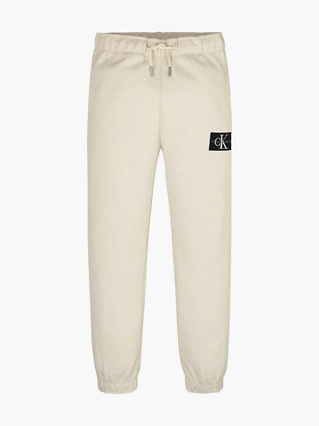 White Calvin Klein Textured Boys's Joggers | CUXL-30294