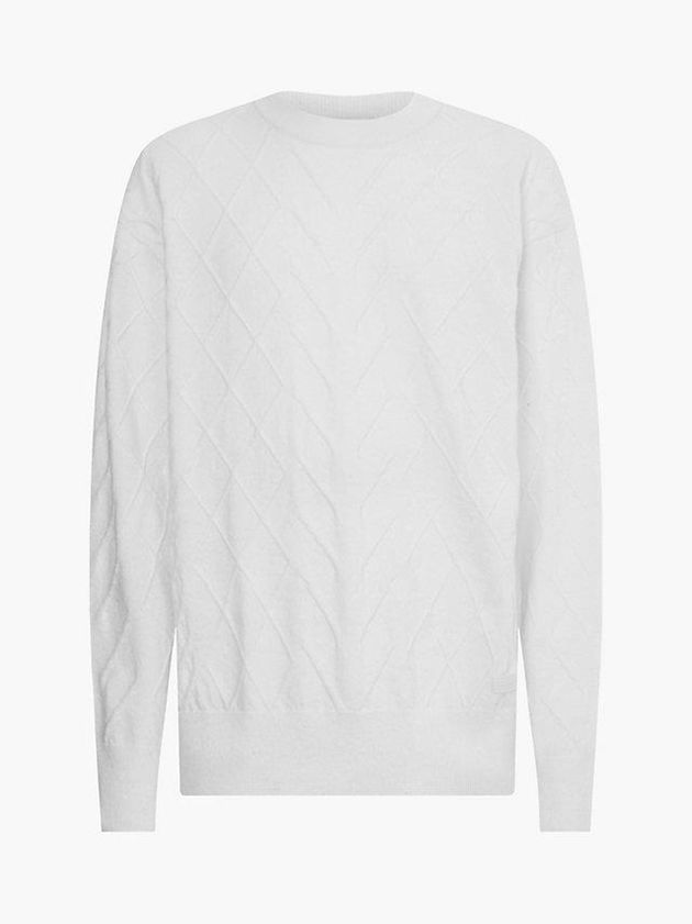 White Calvin Klein Textured Cable Jumper Men Sweater | TVJO-19025