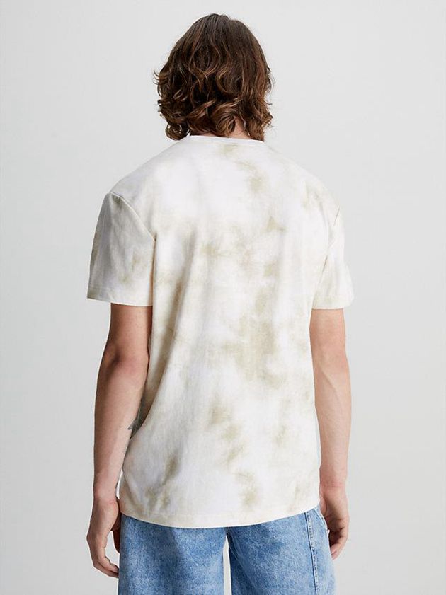 White Calvin Klein Tie Dye Monogram Men T-Shirt | HRVO-43980