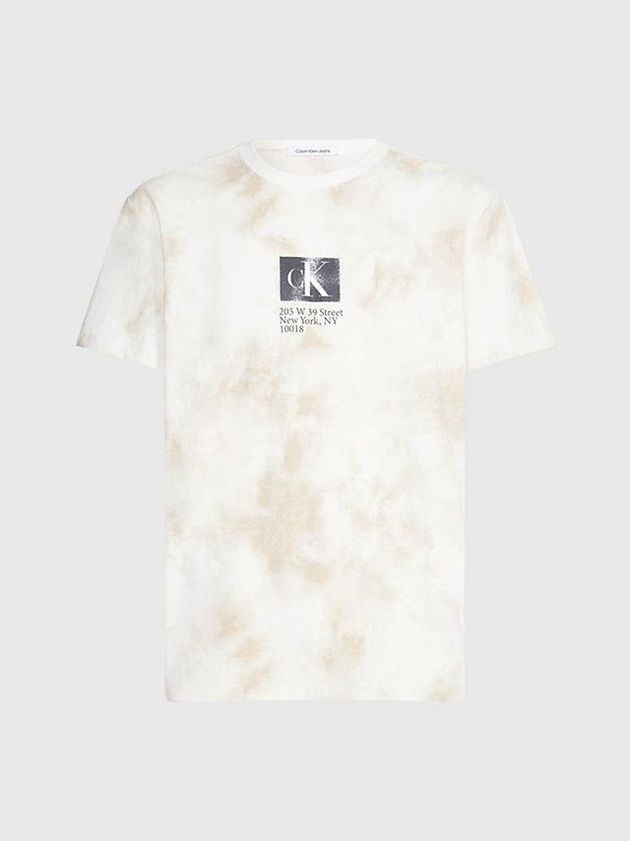 White Calvin Klein Tie Dye Monogram Men T-Shirt | HRVO-43980
