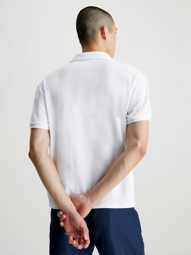 White Calvin Klein Towelling Beach Men Polo Shirt | EXIQ-67908