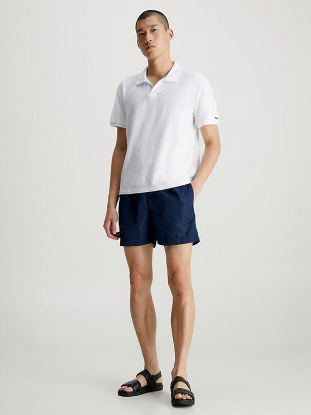 White Calvin Klein Towelling Beach Men Polo Shirt | EXIQ-67908