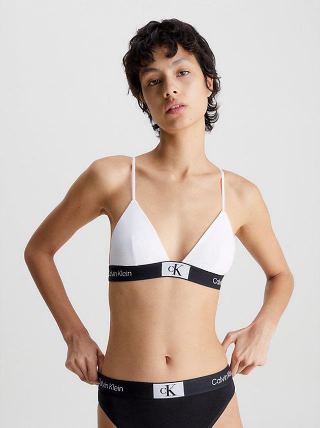 White Calvin Klein Triangle - Ck96 Women Bra | GHBF-65934