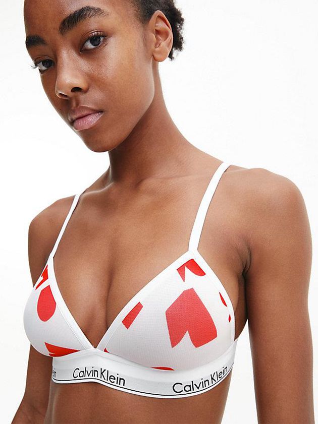 White Calvin Klein Triangle - Modern V-Day Women Bra | UVID-03715