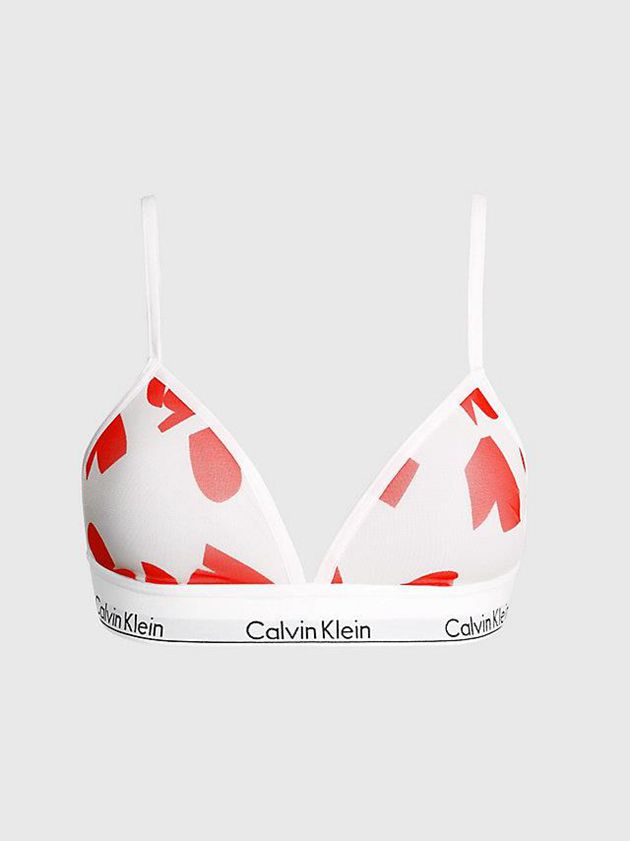 White Calvin Klein Triangle - Modern V-Day Women Bra | UVID-03715