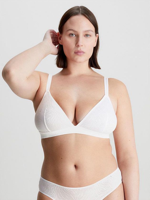 White Calvin Klein Triangle - Sheer Marquisette Women Bra | QEFH-32716