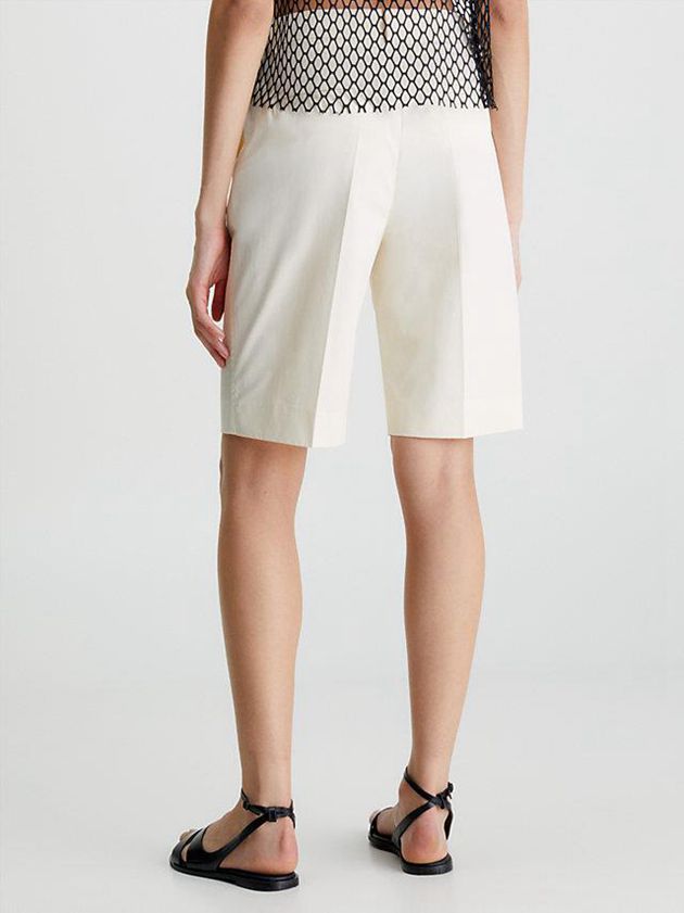 White Calvin Klein Twill Women Shorts | RGTY-06271