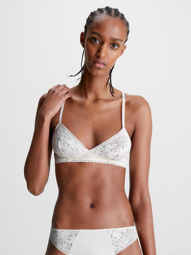 White Calvin Klein Ultra Soft Lace Women Bra | PAZN-08342