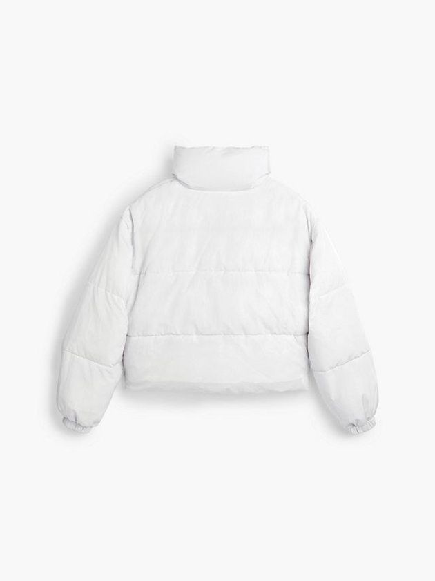 White Calvin Klein Unisex Cropped Puffer Women Jacket | AGTE-63405