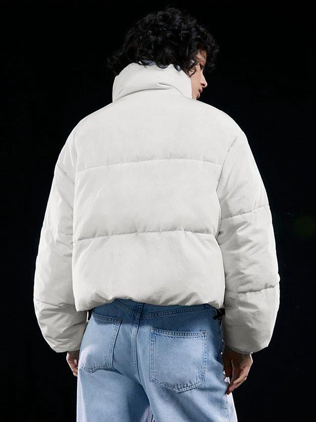 White Calvin Klein Unisex Cropped Puffer Women Jacket | AGTE-63405