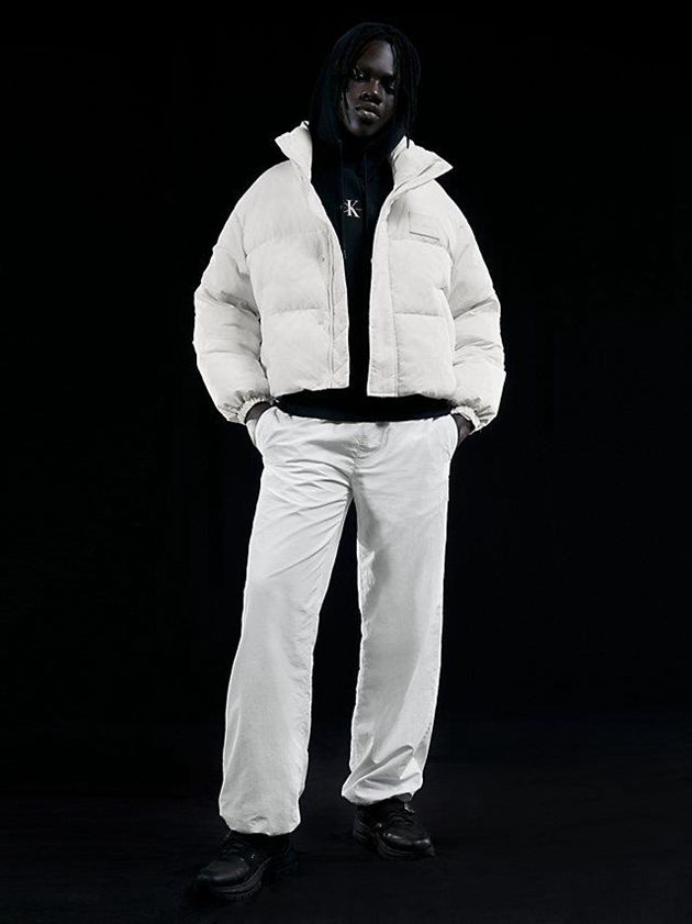 White Calvin Klein Unisex Cropped Puffer Women Jacket | AGTE-63405