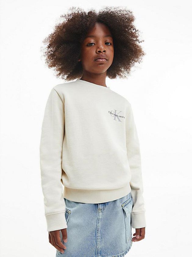 White Calvin Klein Unisex Girls's Sweatshirt | EUJH-49813