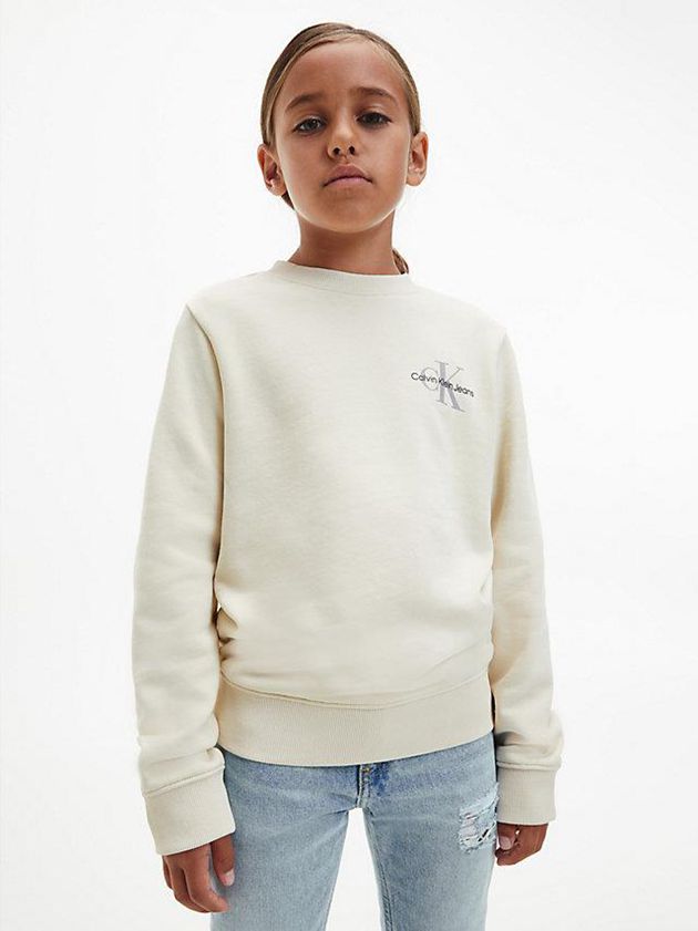 White Calvin Klein Unisex Girls's Sweatshirt | EUJH-49813