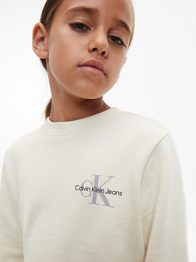 White Calvin Klein Unisex Girls's Sweatshirt | EUJH-49813