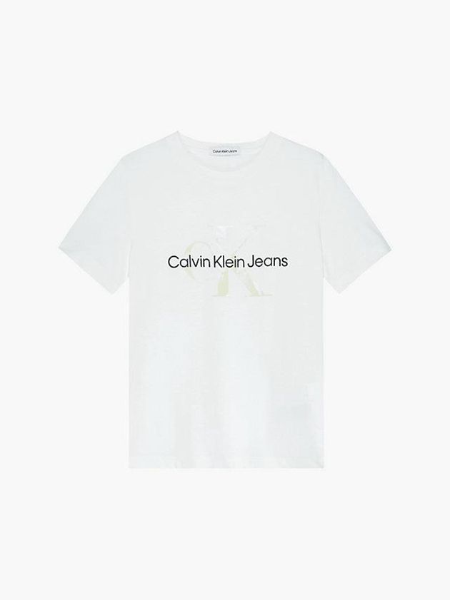 White Calvin Klein Unisex Logo Girls's T-Shirt | TIGC-40287